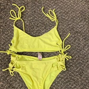 Neon yellow swimsuit set